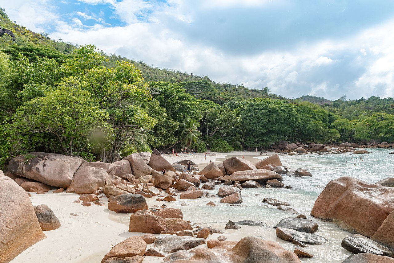 Anse Lazio on Praslin, a public beach with no gate.