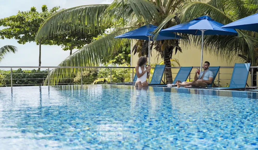 Acajou Beach Resort, Praslin. A view of the property.