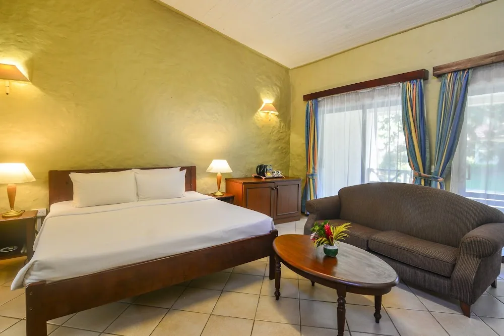 Berjaya Praslin Resort, Praslin. A view of the beach.