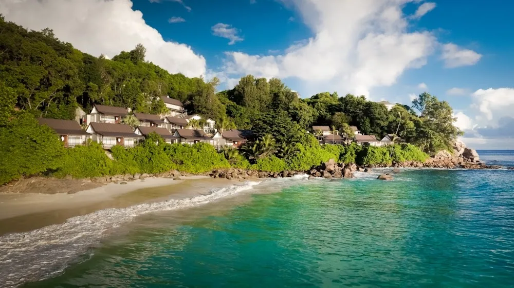 Carana Beach Hotel, Mahé. A view of the setting.