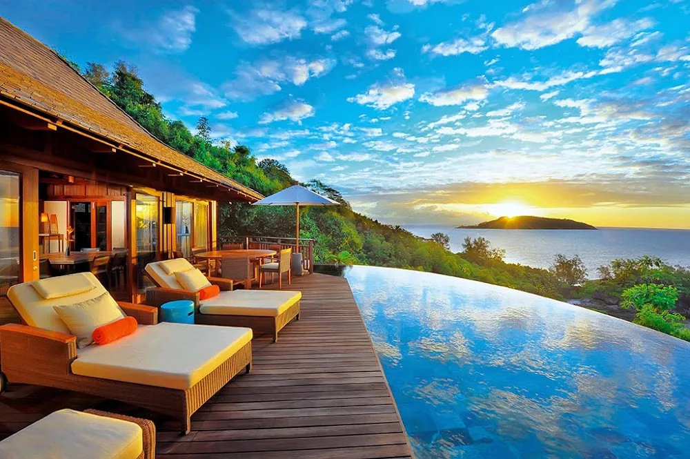 Constance Ephelia Resort, Mahé. A view of the pool.