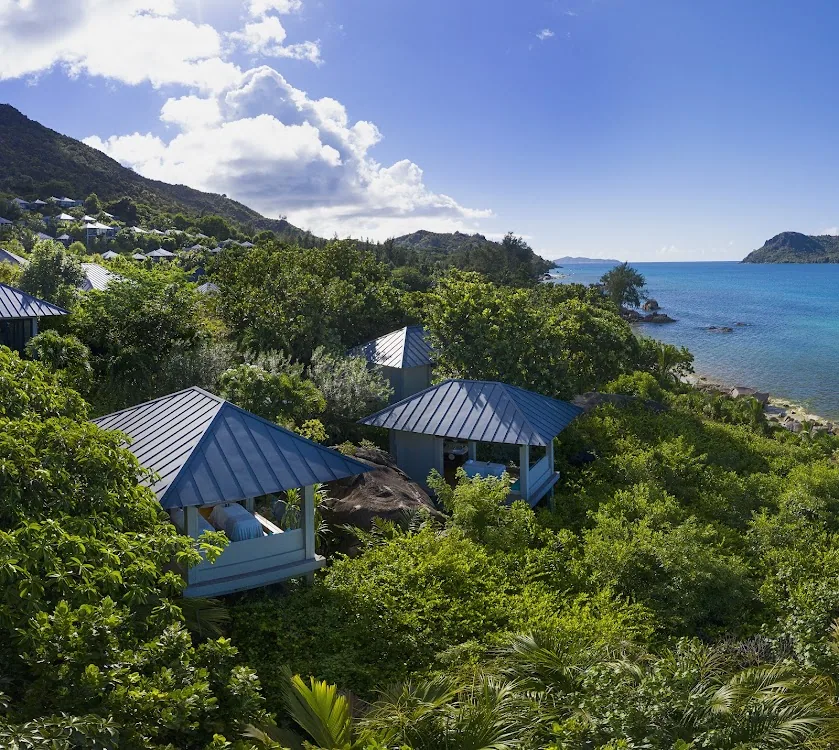 Raffles Seychelles, Praslin. A view of the pool.