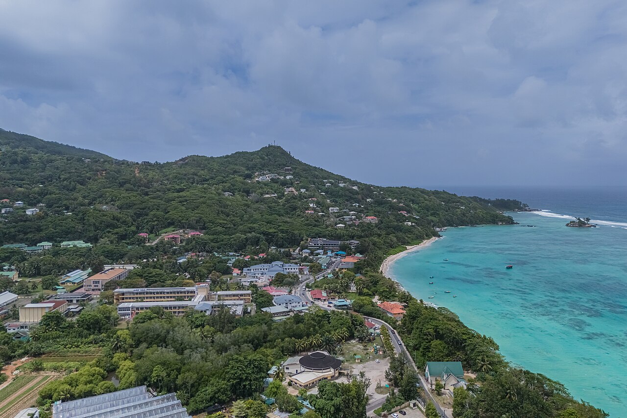 Anse Royale from the air, Mahé.