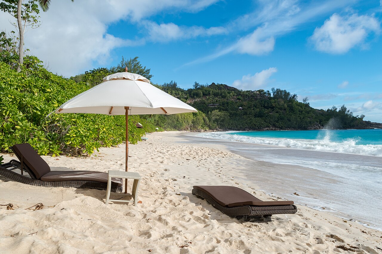 Anse Intendance on the south coast of Mahé, late in the afternoon.