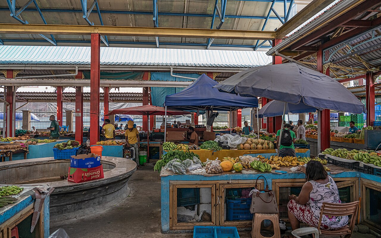 Sir Selwyn Selwyn-Clarke market in Victoria, where a self-catering week is bought.