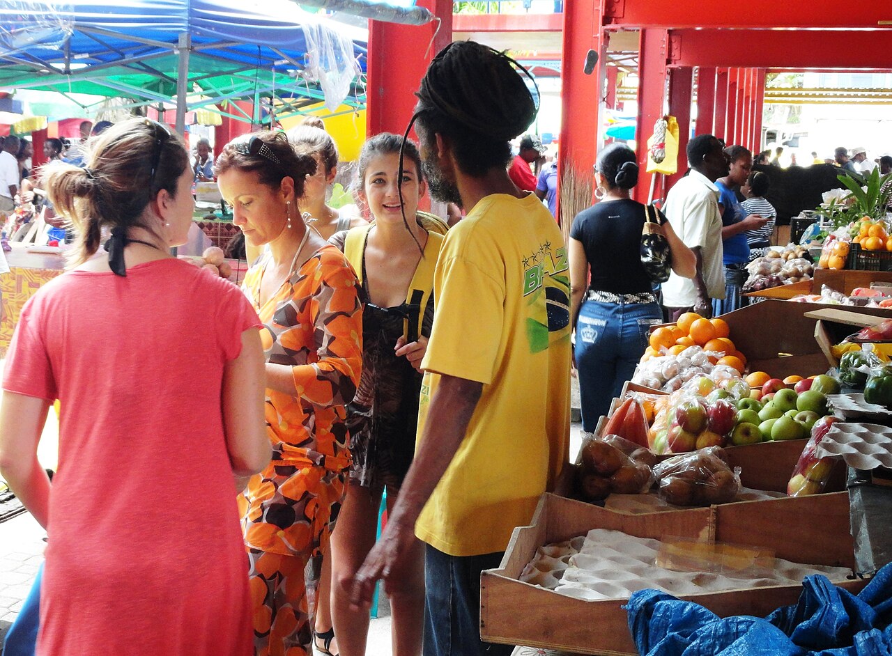 The market in Victoria, Mahé.