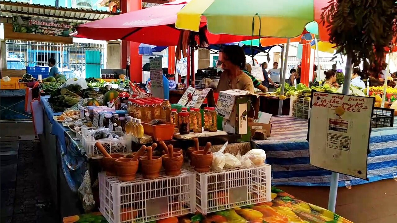 Vegetables and spices at the Victoria market.