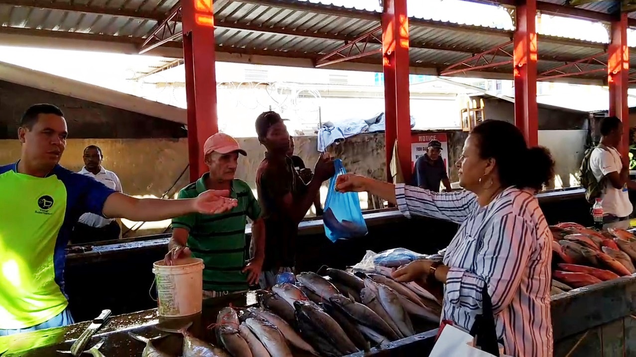 Stalls at the Victoria market.
