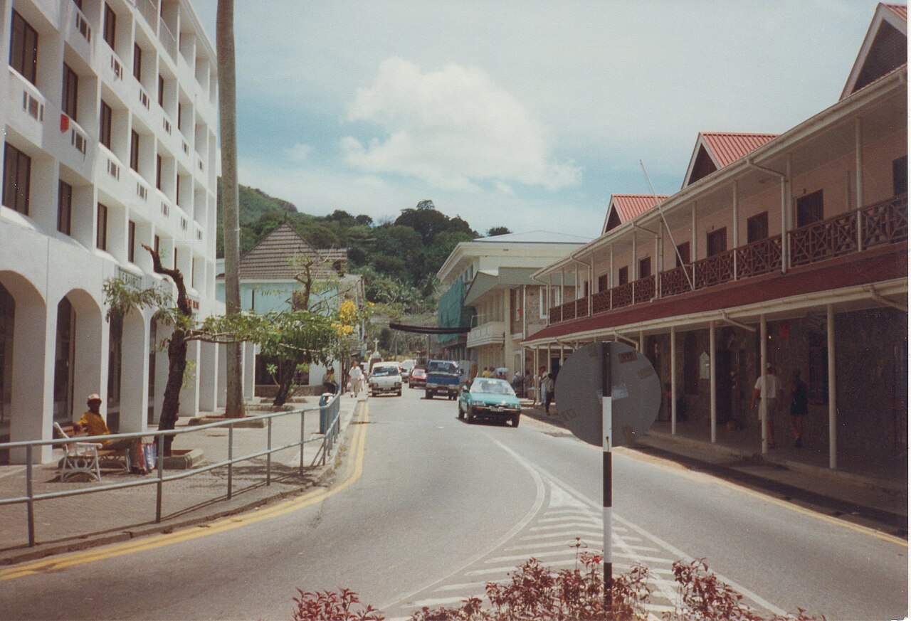 The colonial arcades on Albert Street in Victoria, where the banks are.